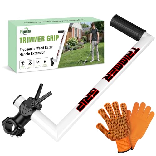 Yomoho Upgraded Ergonomic Back Saver Weed Eater Handle Universal String Trimmer Handle Extension Weed Wacker Trimmer Handle Grip Back Pain Relief for Lawn Care and Landscaping 17.1in (Patented)