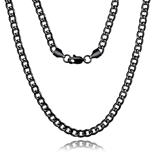 Chaîne cubaine homme en acier noir taillé au diamant durabilité et éclat