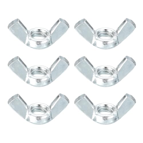 sourcing map 3/8-24 Wing Nut 6 Pcs, Carbon Steel Butterfly Wing Nuts Fasteners Parts Hand Twist Tighten Wing Nuts for Machinery Electronic Equipment DIY, White