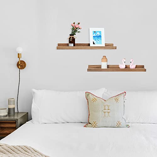Phoenancee Long Wall Shelves Set Of 2,Wood Picture Shelf,Photo Frames Book Storage Display Shelves Wall Mounted Rustic For Living Room Bedroom Kitchen Nursery Kids Room,Home Office Decor 24 Inch #TOP6