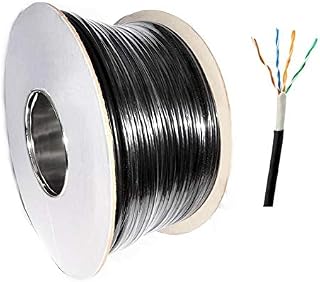 100m Premium Cat5e UTP External SOLID COPPER Lined Network Cable Outdoor Reel BLACK Cat 5e