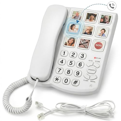 Senior Dementia Landline Phone with Memory & Amplified Ringer
