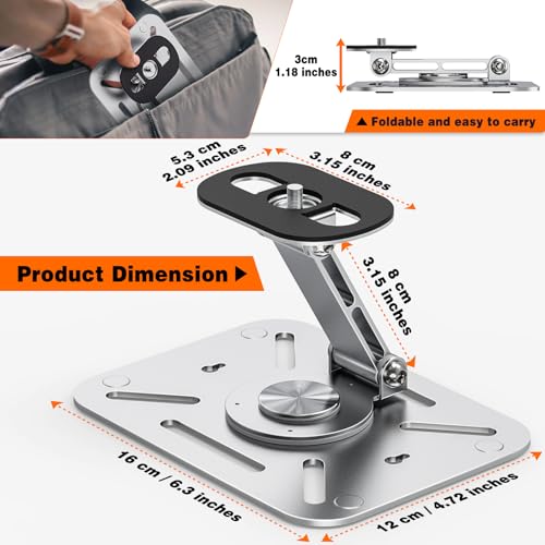 BAISHUN 3-in-1 Projector Stand – Desk, Wall and Ceiling Mount with 1/4-Inch Thread, Foldable, Easy Setup, Height Adjustable and 360-degree Rotation Compatible with Most Projectors for Home, Office