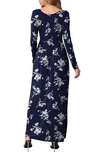 Image of EUOVMY Women's Long Sleeve Loose Maxi Dresses Casual Long Dresses with Pockets