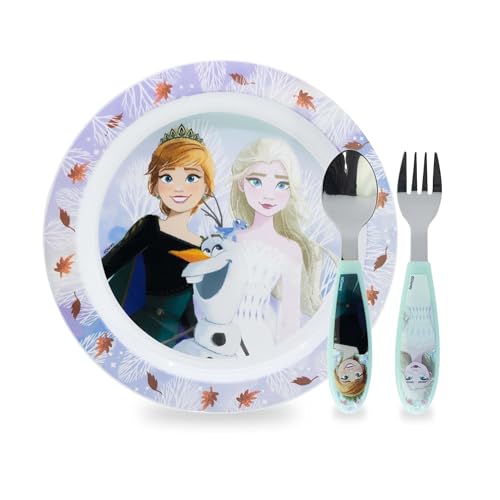 Sorrisini Ensemble de vaisselle pour enfant, Vaisselle réutilisable pour enfants, Set de table pour enfant, assiette et couverts en acier inoxydable, Services...