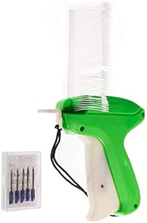 JZK 1 Green Clothes Tagging Gun and Safety Cover + 5 Backup tag Gun Needles + 1000 Pieces 50mm tag Gun barbs White Kimble barbs for Price Labels Tags for Clothes Socks