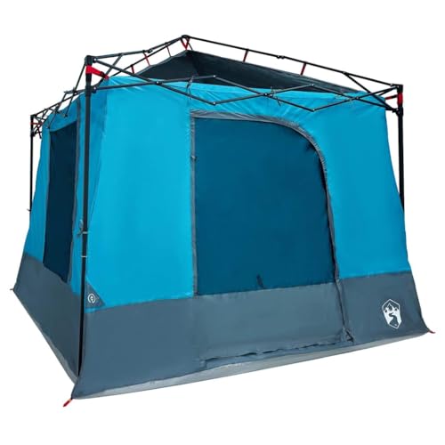 vidaXL Tenda da Campeggio per Famiglie, Spazio per 6 Persone, Impermeabile, Chiusura a Zip e Resistente al Fuoco, Blu. È Perfetta per l'outdoor, ha Una Rete Interna e Un Design Estivo Traspirante. O