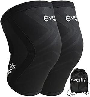 EVERFLY Crossfit kolana 5 mm - 1 para - łąka i więzadła - Neopren SCR czarne - sportowe mięśnie kalistenia - Mężczyźni Kobiety - Podnoszenie ciężarów - Knee (S)