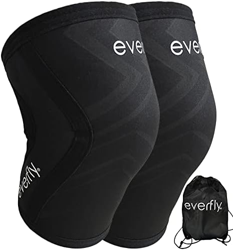 EVERFLY Crossfit kolana 5 mm - 1 para - łąka i więzadła - Neopren SCR czarne - sportowe mięśnie kalistenia - Mężczyźni Kobiety - Podnoszenie ciężarów - Knee (S)