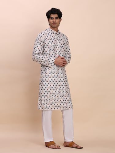 Image of Pro-Ethic Style Developer Men's Cotton Printed Kurta Pajama Set Traditional Outfit | Mandarin Collar (E-129)