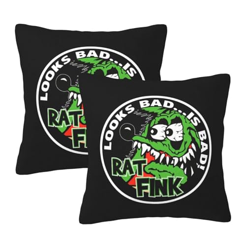 枕カバー ラットフィンク クッションカバー 2枚セット 座布団カバー まくらカバー おしゃれ 可愛い ソファ背当て 抱き枕 インテリア飾り オフィス 部屋飾り 四季通用 45×45cm