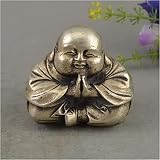 Statuette artistique de bureau - Figurine décorative en métal - Ancien Tibet assis et rieur