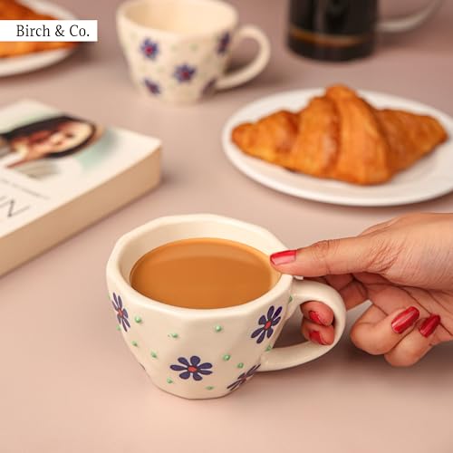 Image of Cups & Mugs - Coffee Mugs Set of 2 - Tea Cup - Ceramic Coffee Cup, Elegant Gift Pack, Microwave and Dishwasher Safe, Stylish Modern Design for Home & Office,BlueBrew Cup