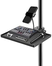 Mic Stand Tray Organizer: Crafted from durable ABS material, this mic stand tray boasts a 5.5 lbs weight capacity and a spacious 11.6" x 7.9" surface with raised edges to keep small accessories like picks, harmonicas, capos, strings, tuners, phones, ...