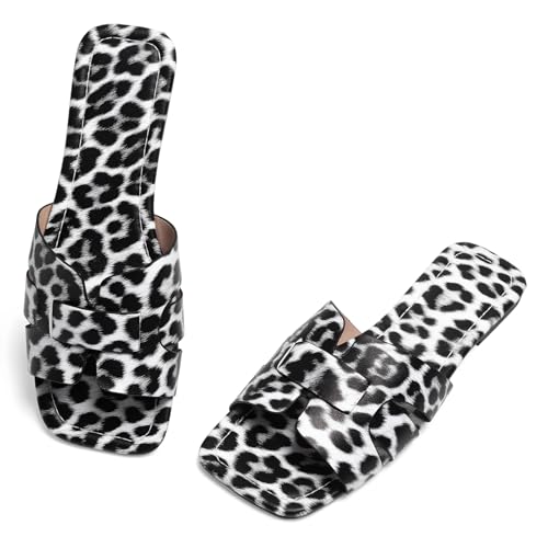 Image of Women's Dressy Casual Flat Sandals, Elegant Comfortable Slip-On Slides with Textured Upper, Versatile Dressy Style for Everyday Wear