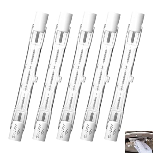 5 Piezas Bombilla Halógena R7S 80W 78mm, Bombilla R7s Lineal Regulables 230V 2800K Blanco Cálido 1200LM, Barra Halógena Lineal para Iluminación de Jardines, Lámparas Pie Eficiencia Energética G