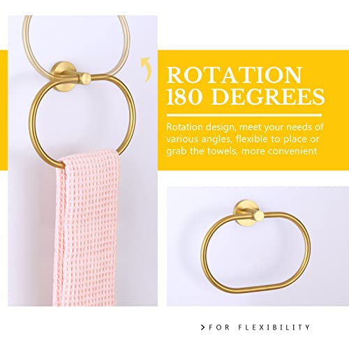 Aplusee Brushed Gold Towel Ring, 8-11/16 In (220Mm) Ring Diameter, Bathroom Hand Towel Holder Chic Toilet Hand Towel Hangers, Unique Oval Sus 304 Stainless Steel Towel Hanger Wall Mounted #TOP3