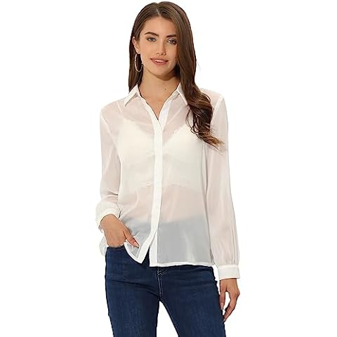 Allegra K Sheer Long Sleeve Blouse Cover