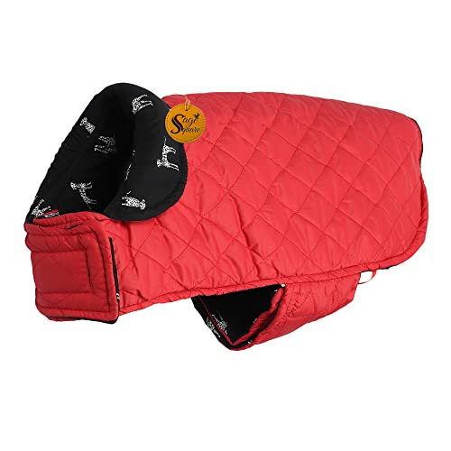 Image of Sage Square Dog Jacket - Reversible Fleece Winter Coat - Cold Weather Protection - Water Resistant - Wind Proof - Soft and Warm Thick Padded Dog Winter Coat (Small - 10 Inches, Black & Red)