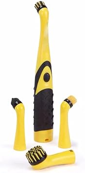 Electronic Household Cleaning Brush Spin and Shower Scrubber with 4 Brush Heads for Kitchen and Household Cleaning