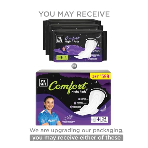 Image of Pee Safe Comfort All Night Pads | 24 Pads XXXXL (4 XL) - 405mm | Extra Wide Back with Dual Wings | 6 Layer Deep Absorption | Japanese Leak-Lock Technology | Overnight Leak Free Protection | Extra Long | Pack of 3