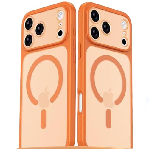 Coque iPhone 17 Pro antichoc en silicone mat orange protection arrière