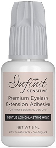 Sensitive Low Fume Eyelash Extension Glue - Infinit Premium Adhesive for Individual Eyelashes (5 ML) | 5-7 Sec Drying Time | Retention - 5 Weeks | Low Fume Sensitive Lash Glue | Professional Use Only