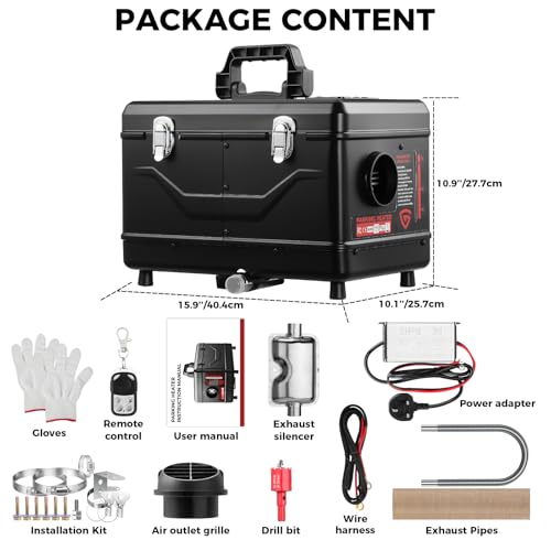 GEARFLOW 8KW Toolbox Diesel Air Heater DC 12V 24V, With AC 110V-240V Power Adapter, LCD Bluetooth APP Remote Control, All-in-One Night Parking Heater For Cars Trucks RV Campers Motorhome - Image 8