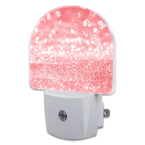 Image of Pink Gold Glitter Night Light, Rose Pink Sparkle Shine Dusk to Dawn Night Light Plug in,0.5w Energy Saving Sleep Friendly NightLight for Kids Boys Girls Home Decor