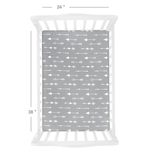 4-Pack Fitted Mini Crib Sheets for Boys and Girls - Breathable, Soft Microfiber Baby Sheets in Grey and Pink