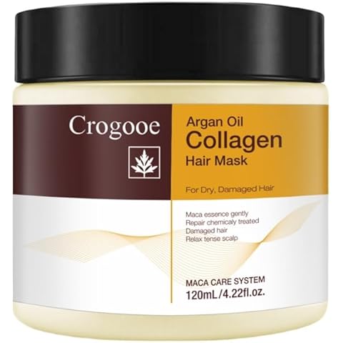 Crogooe Collagen Hair Treatment Deep Repair Conditioning Argan Oil Collagen Hair Mask Essence for Dry Damaged Hair All Hair Types 4.22 oz 120ml Cover