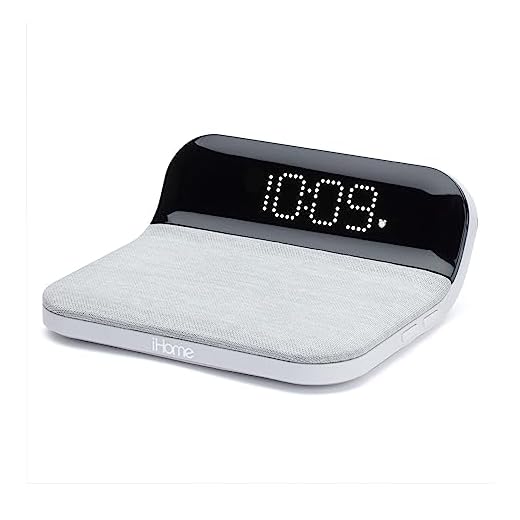 iHome iW18 Digital Alarm Clock, Dual Alarm Clock with USB Charger & QI Charging, Alarm Clocks for Bedrooms, Adjustable Brightness Dimmer (White)