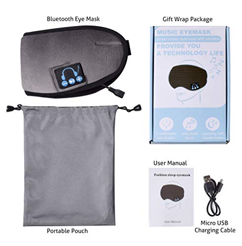 Sleep Headphones, Upgraded Sleep Eye Mask Bluetooth 5.0, Wireless Sleep Headphones, Designed with Ultra Thin Speakers & MIC, Super Soft, Washable, Hands-Free Calling, Travel Helper, Idea