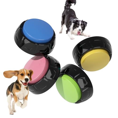 Recordable Pet Button, Dog Buttons for Communication Pet Training Buzzer, 30 Second Record & Playback, AA Battery for Longer Battery Life, (4 Pack Light Color)