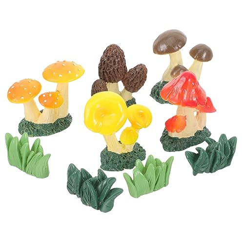 HOMSFOU 9 Pièces Décorations Champignons Résine pour Jardin Figurines Champignons Réalistes Accessoires Diy pour Jardin Décoration Intérieure