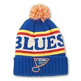 AMERICAN NEEDLE Officially Licensed NHL St. Louis Blues National Hockey League Team Pillow Line Knit Beanie Cap (23012A-SLB-RIYR)