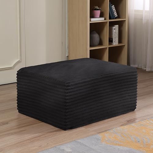 Atosela 37.4" Corduroy Ottoman for Modular Sofa, Black
