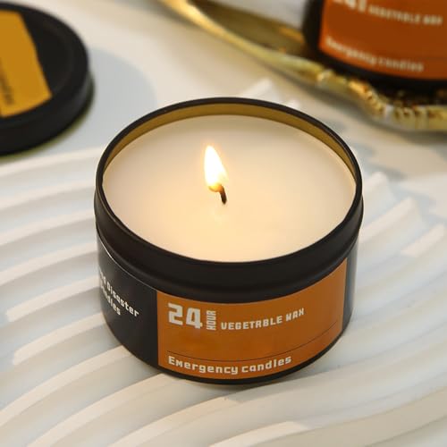 Camping Kerzen,4 Stück Windgeschützte Outdoor Beleuchtung - Überlebens-In Blechdosen Aus - Für Zuhause Party Garten Jagd Angeln Abenteuer Wandern Sturm – Bild 4