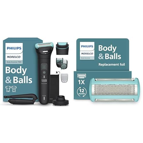 Philips Norelco Body Groomer Series 7000, BG7480/50 with Philips Norelco Body Groomer Replacement Shaving Foil Head, BG2010/40 - Full Body Grooming, Showerproof