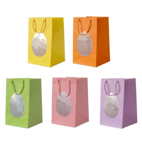 MAQA 10pz Shopper carta porta uovo di Pasqua 18x18xH30 cm, Buste carta con manico colorate per uova pasquali, Buste take away Pasqua