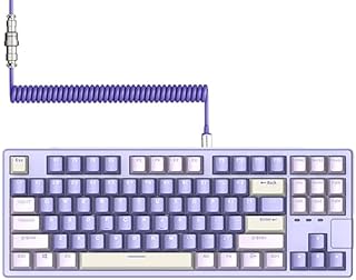 AK873PRO-XINMENG X87 75% Wired Klawiatura do Gier, TKL 80% Gasket Mechaniczna Klawiatura, Custom Pre-Lubed Switch, Backlit LED Compact 87 Key PBT Keycap, Spiralny USB C Kabel for PC/Mac/Win - Purple