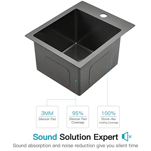 13 Black Drop In Kitchen Bar Sink, Zdhht 13 X 15 Inches 304 Stainless Steel Topmount Single Bowl Small Kitchen Bar Sink Laundry Sink Outdoor Sink Rv Sink #TOP6