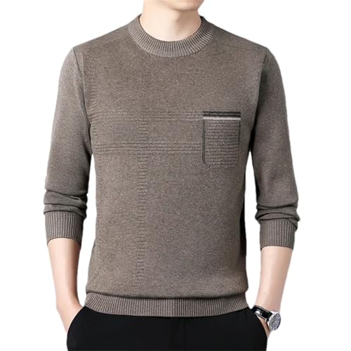 Men'S O-Neck Long-Sleeved Knitted Sweater Pullover Thick Autumn and Winter Solid Color Warm Casual Sweater