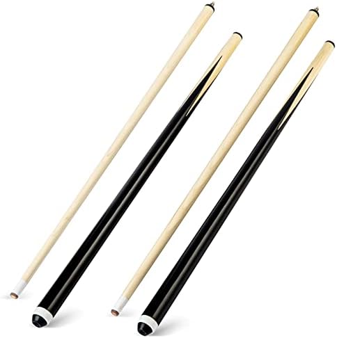 Teekerwan 2-Piece 48" Wooden Cue Sticks Pool Sticks, 13mm Glue-on Tips Hardwood Wooden Cues Set of 2, Pool Cues 2-Piece 57 Inch House Bar Billiard Cue Sticks (B)
