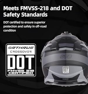 Orthrus Dual Sport Adventure Motorcycle Helmet DOT Certified for Adults, UV Protected Dual Visor & Intercom Slot, ATV UTV Dirt Bike Snowmobile Off Road Helmets (X100,L)