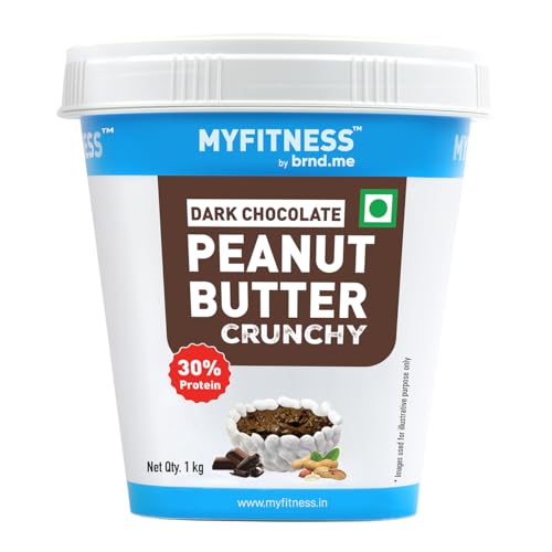 Image of MYFITNESS Peanut Butter High Protein Dark Chocolate Spread Crunchy 1kg | Added Whey Protein | 30g Protein for Muscle Building | 7g Fiber | Pre & Post-Workout Snacks | Cholesterol Free | Zero Trans Fat