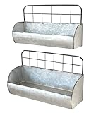 ShabbyDecor Galvanized Metal Industrial Wall Storage Holder, Set of 2 Rustic Tin Shelves