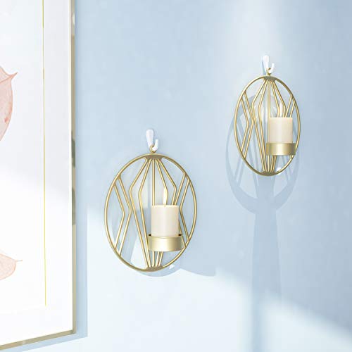 Pasutewel Wall Mounted Candle Holder Set Of 2 Tea Light Candle Sconces Metal Wall Decor For Home Living Room Wedding Events (Gold) #TOP2