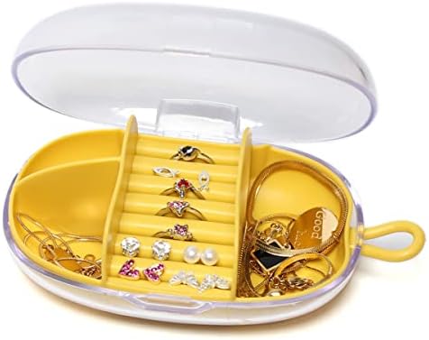Small travel jewelry case Jewelry Box Travel Portable Jewelry Case Small Jewelry Organizer Portable Display Jewelry Storage Case for Rings Earrings Necklace Bracelet Bangle,Gifts for Women (yellow)