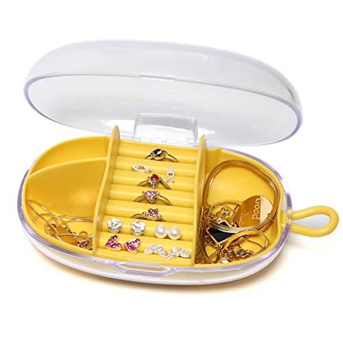 Small Travel Jewelry Case Jewelry Box Travel Portable Jewelry Case Small Jewelry Organizer Portable Display Jewelry Storage Case For Rings Earrings Necklace Bracelet Bangle,Gifts For Women (Yellow) #TOP7